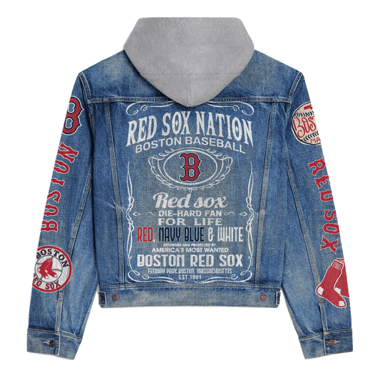Boston Red Sox Premium Hooded Denim Jacket New Collection AZBTHDJ000547