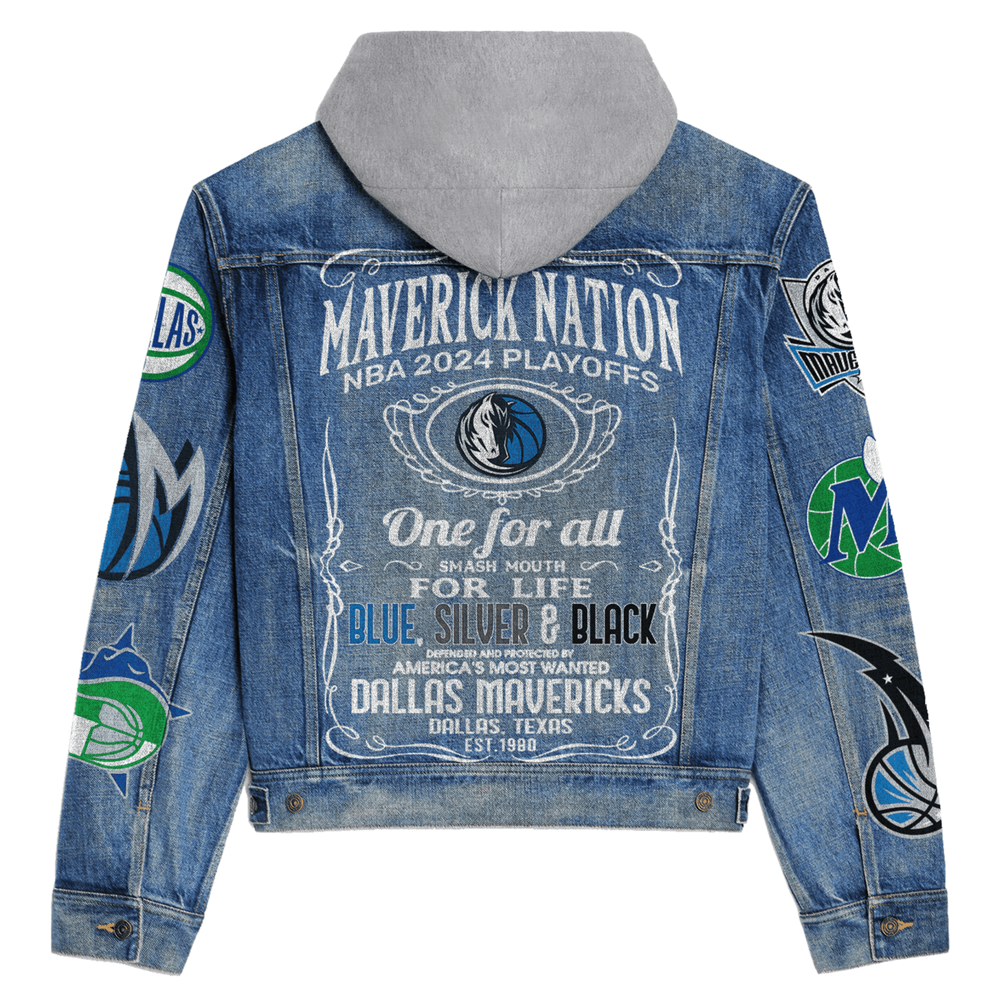 Dallas Mavericks Premium Hooded Denim Jacket New Collection AZBTHDJ000288