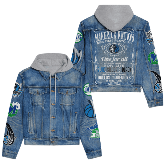 Dallas Mavericks Premium Hooded Denim Jacket New Collection AZBTHDJ000288