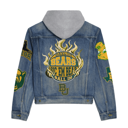 Baylor Bears Premium Hooded Denim Jacket New Collection AZBTHDJ000238