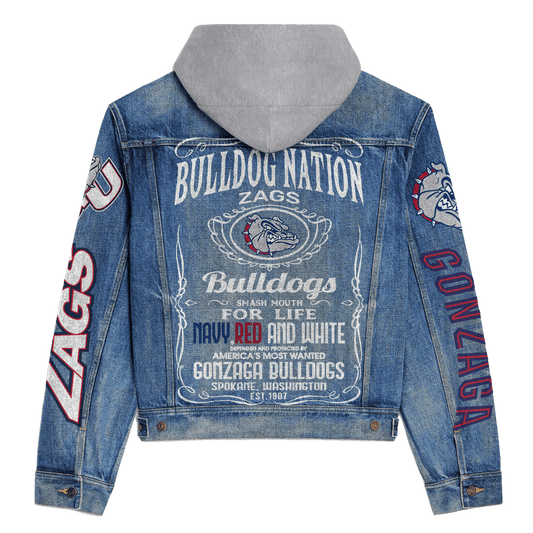 Gonzaga Bulldogs Premium Hooded Denim Jacket New Collection AZBTHDJ000313