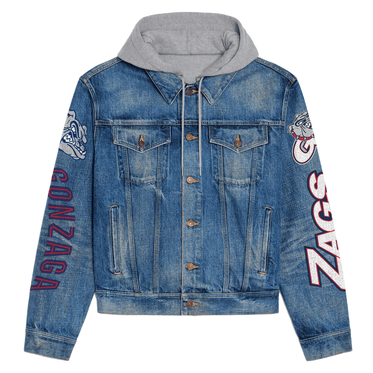Gonzaga Bulldogs Premium Hooded Denim Jacket New Collection AZBTHDJ000313