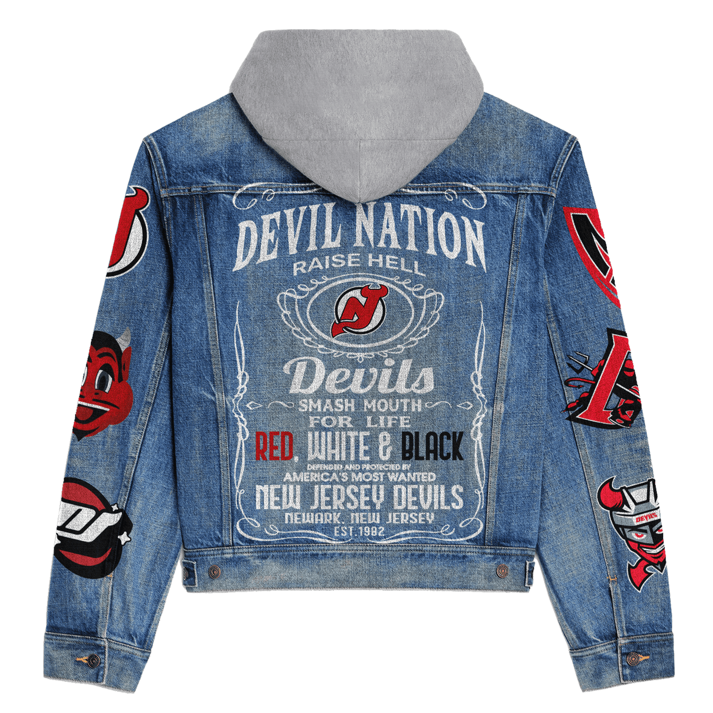 New Jersey Devils Premium Hooded Denim Jacket New Collection AZBTHDJ000260