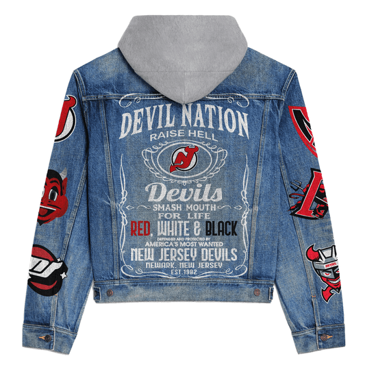 New Jersey Devils Premium Hooded Denim Jacket New Collection AZBTHDJ000260