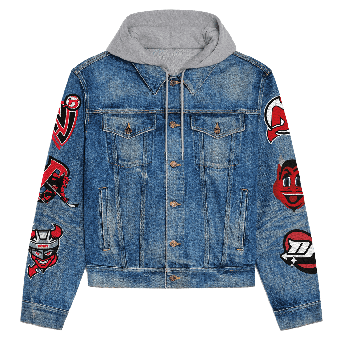 New Jersey Devils Premium Hooded Denim Jacket New Collection AZBTHDJ000260