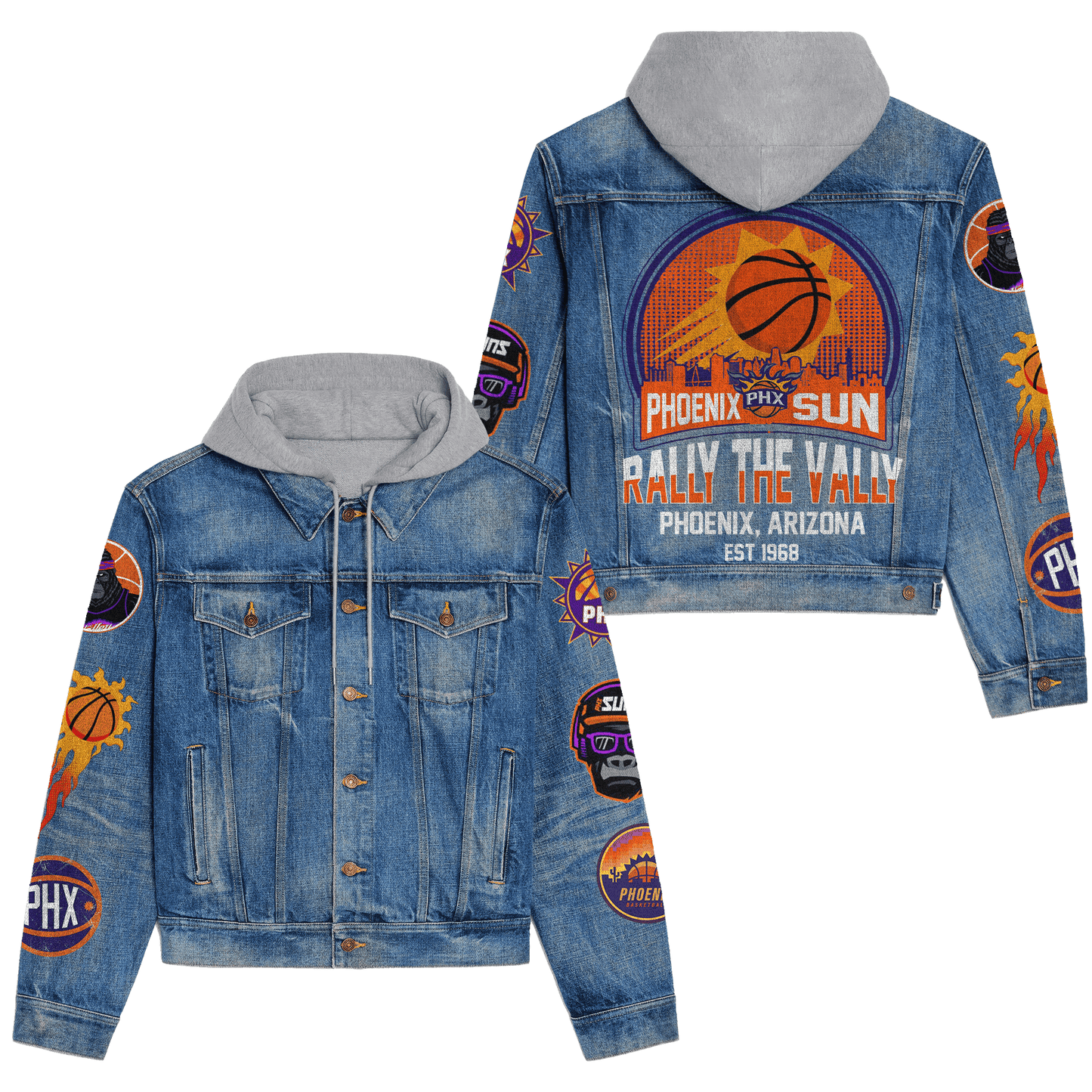 Phoenix Suns Premium Hooded Denim Jacket New Collection  AZBTHDJ000291