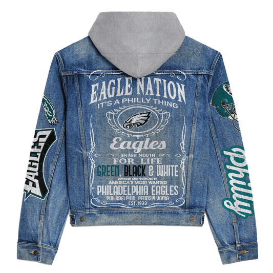 Philadelphia Eagles Premium Hooded Denim Jacket New Collection AZBTHDJ000240