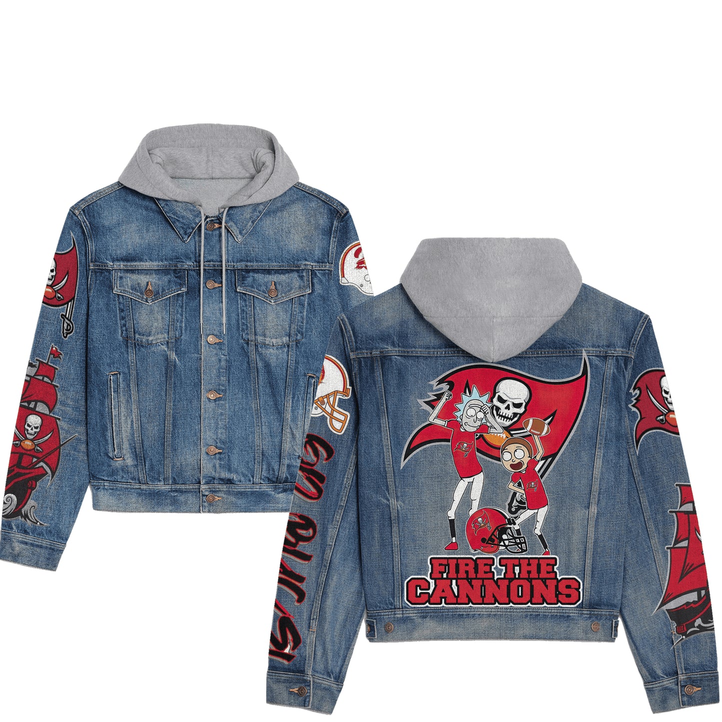 Tampa Bay Buccaneers Premium Hooded Denim Jacket New Collection AZBTHDJ000125