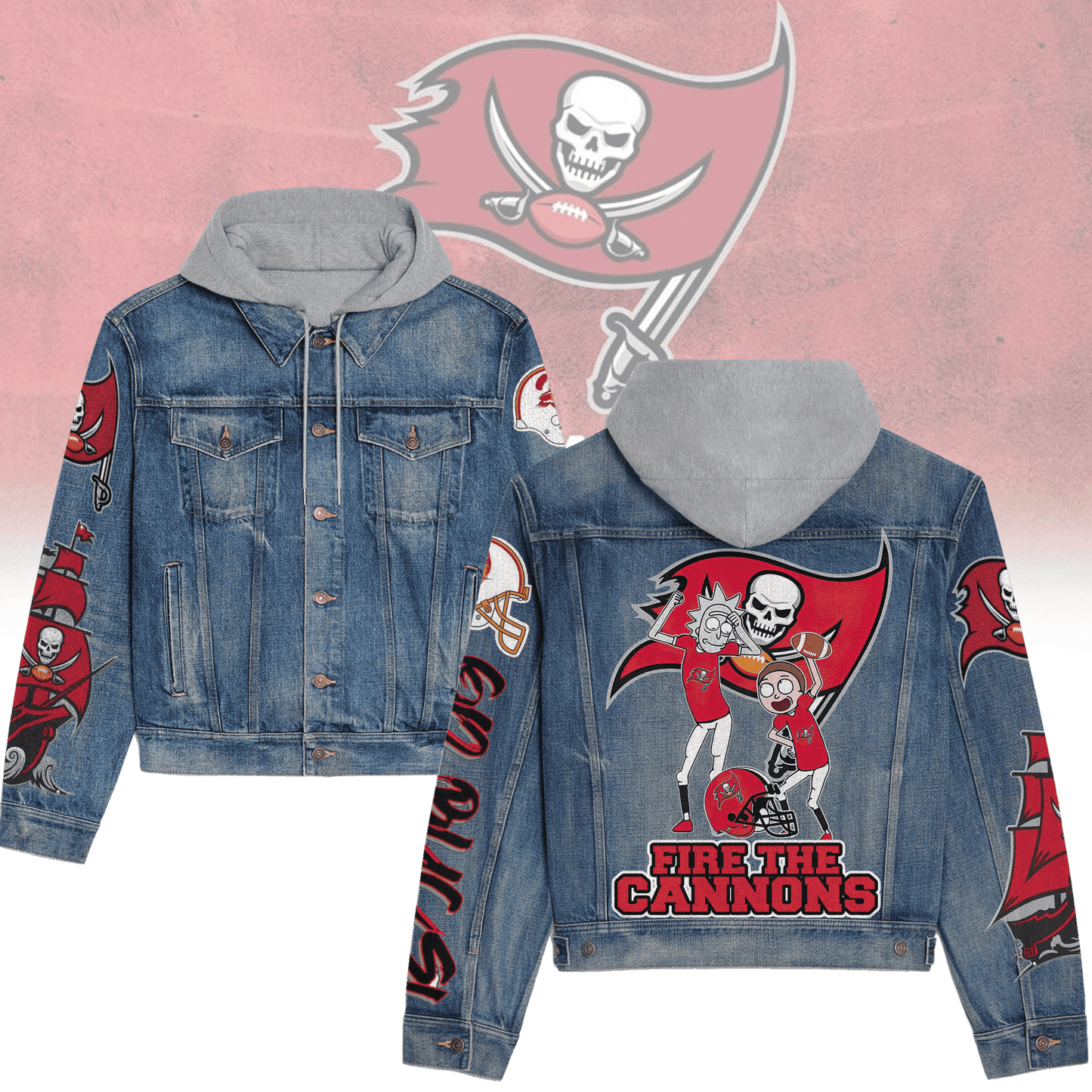 Tampa Bay Buccaneers Premium Hooded Denim Jacket New Collection AZBTHDJ000125