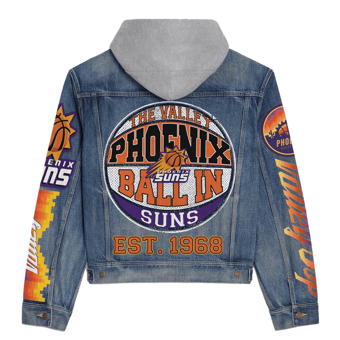 Phoenix Suns Premium Hooded Denim Jacket New Collection AZBTHDJ000278