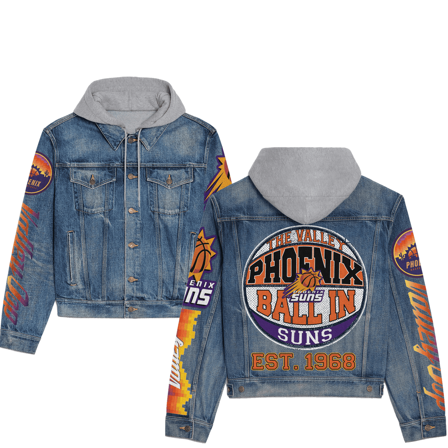 Phoenix Suns Premium Hooded Denim Jacket New Collection AZBTHDJ000278