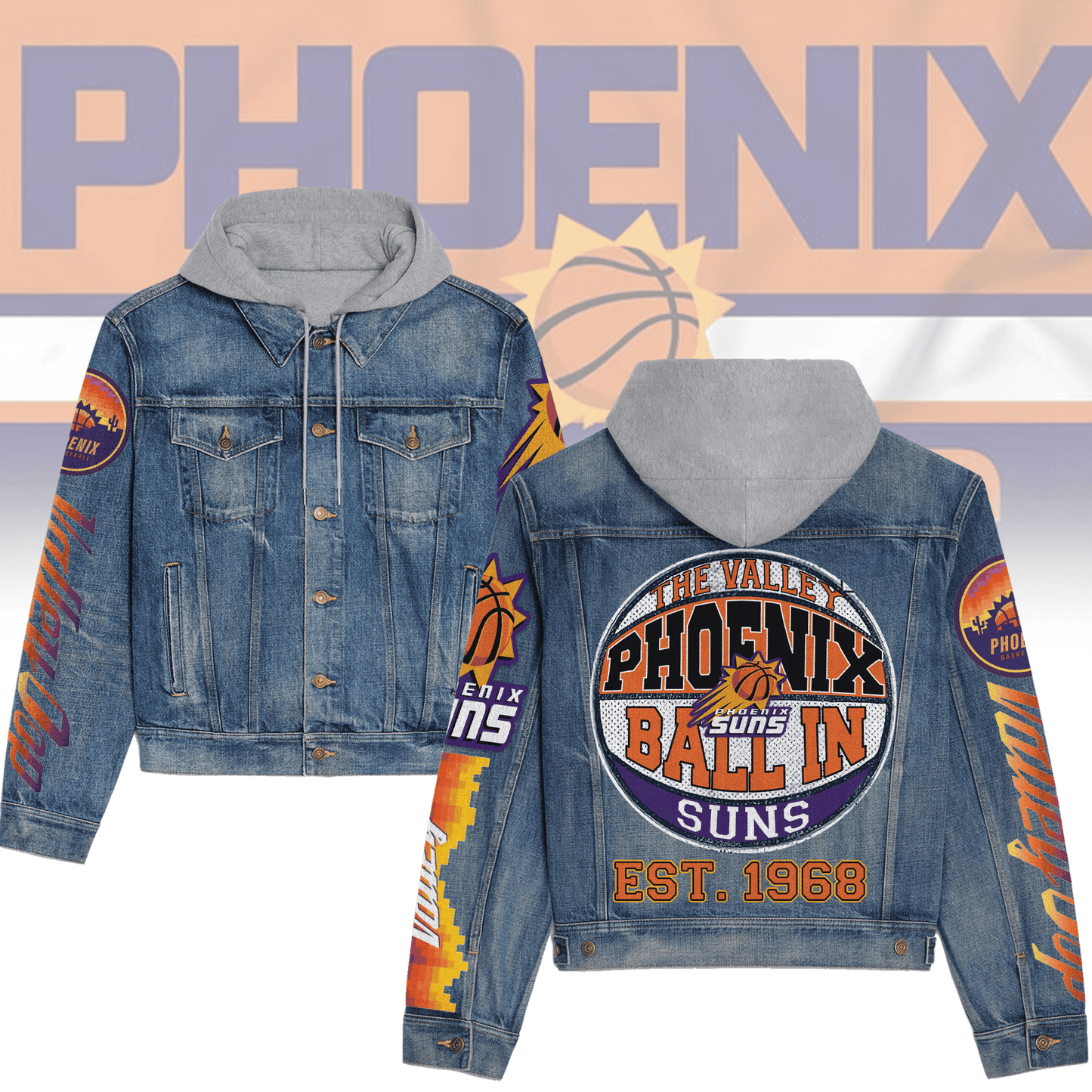 Phoenix Suns Premium Hooded Denim Jacket New Collection AZBTHDJ000278