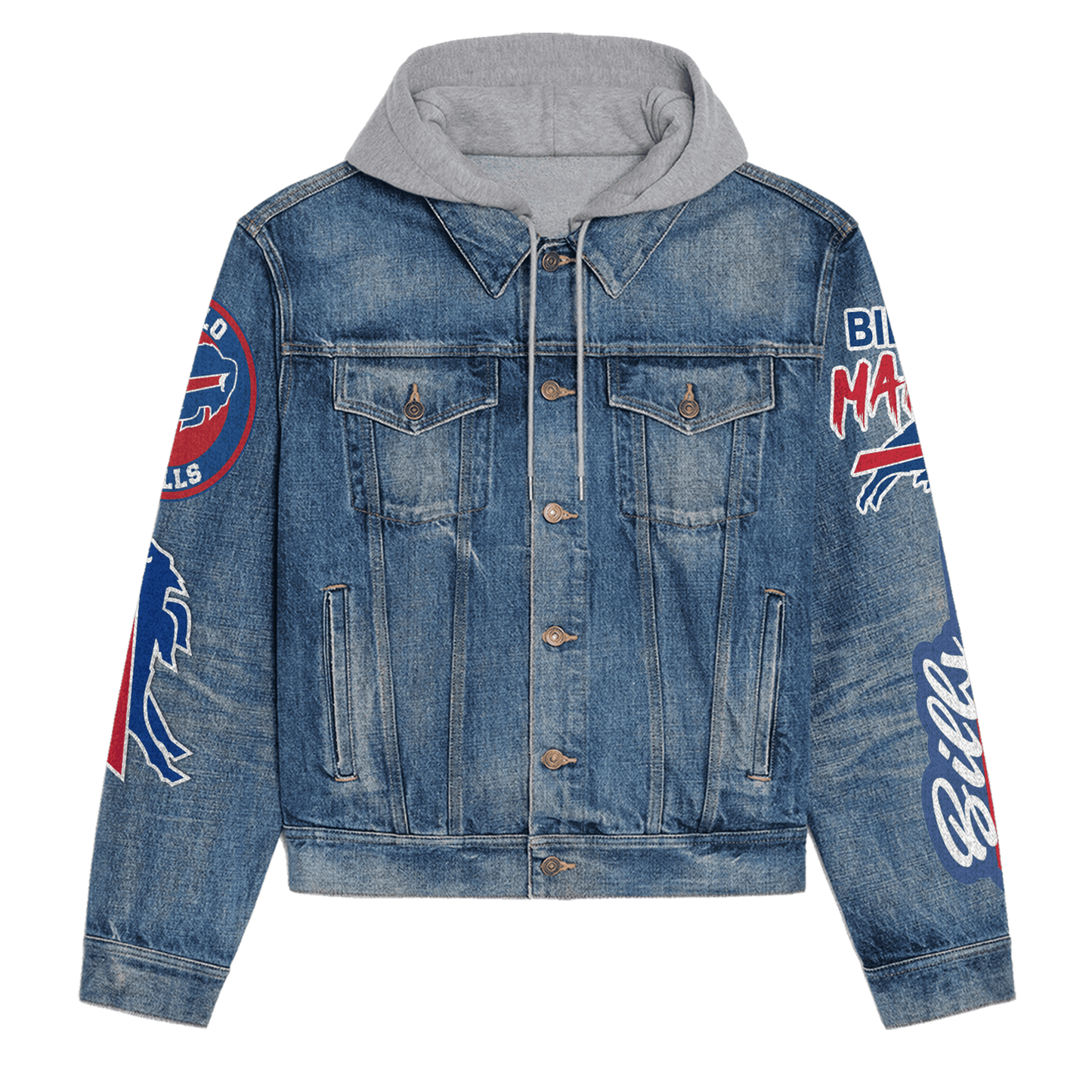 Buffalo Bills Premium Hooded Denim Jacket New Collection AZBTHDJ000236