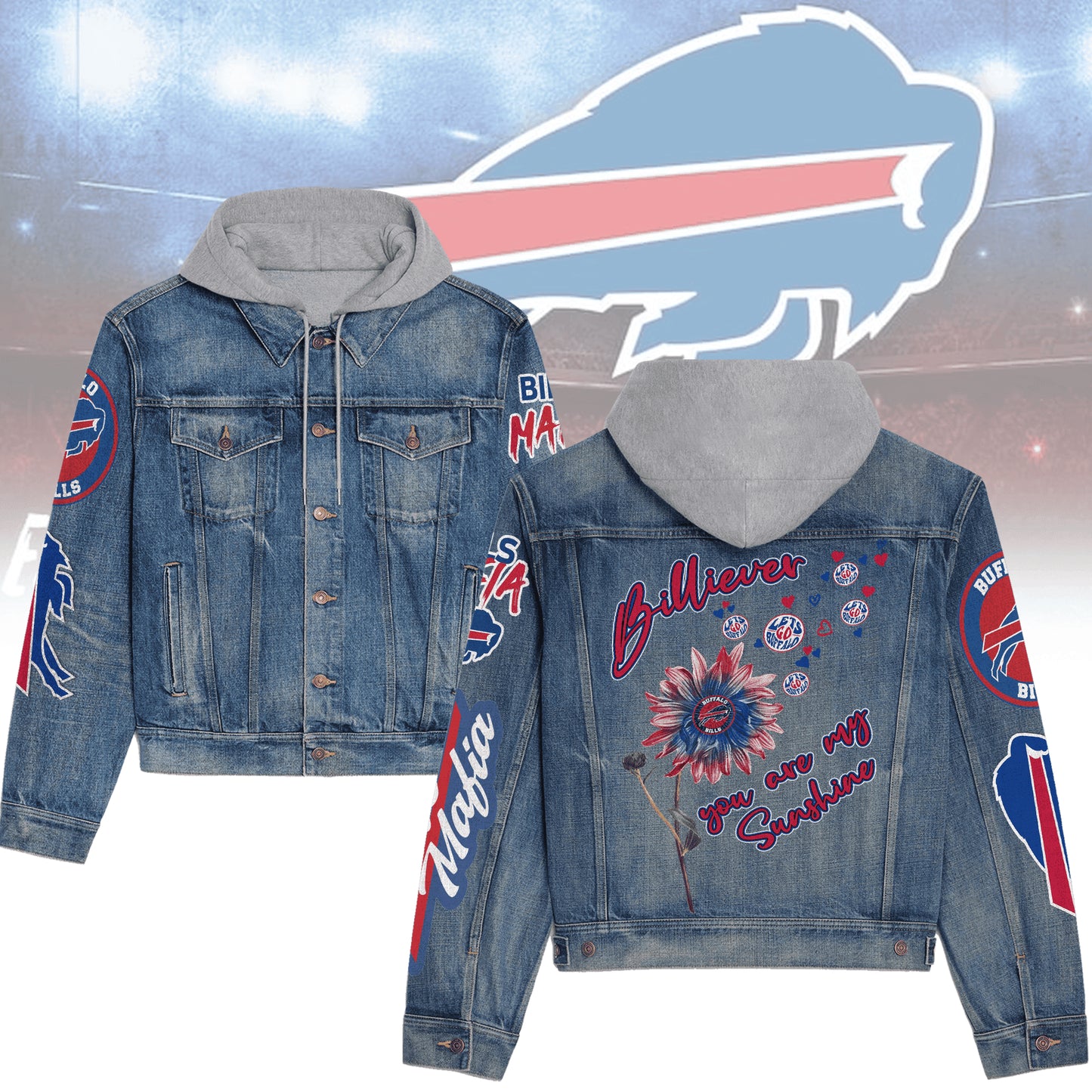 Buffalo Bills Premium Hooded Denim Jacket New Collection AZBTHDJ000236