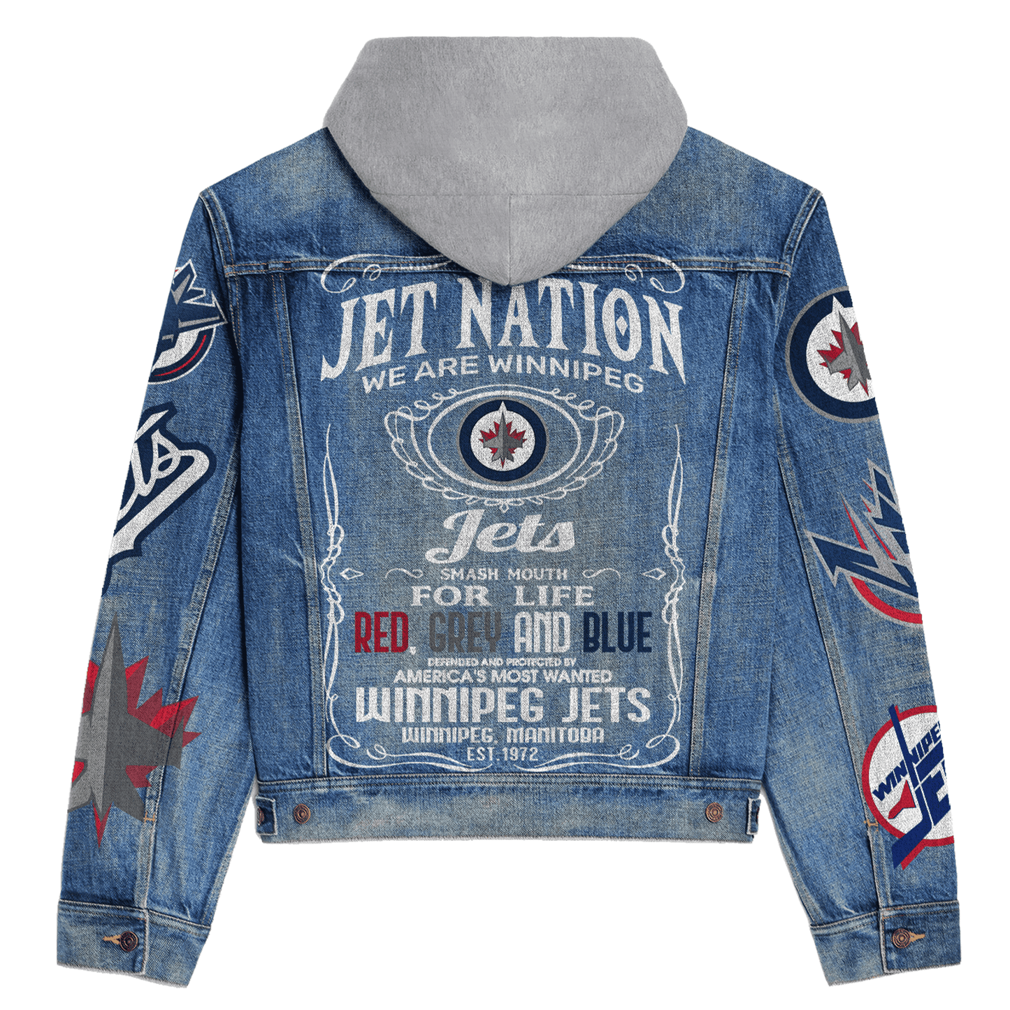 Winnipeg Jets Premium Hooded Denim Jacket New Collection AZBTHDJ000253