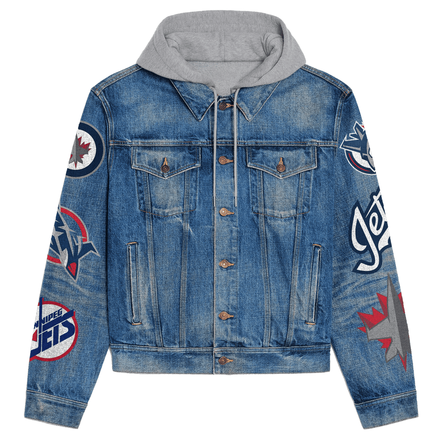 Winnipeg Jets Premium Hooded Denim Jacket New Collection AZBTHDJ000253