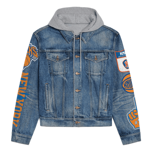 New York Knicks Premium Hooded Denim Jacket New Collection AZBTHDJ000279