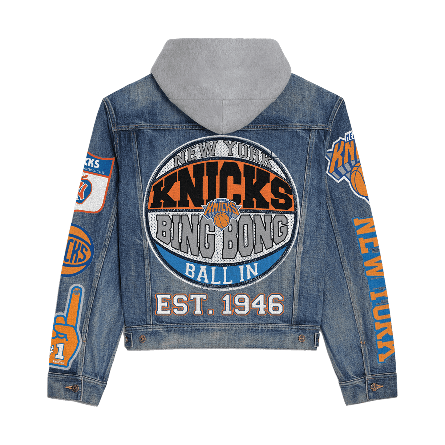 New York Knicks Premium Hooded Denim Jacket New Collection AZBTHDJ000279