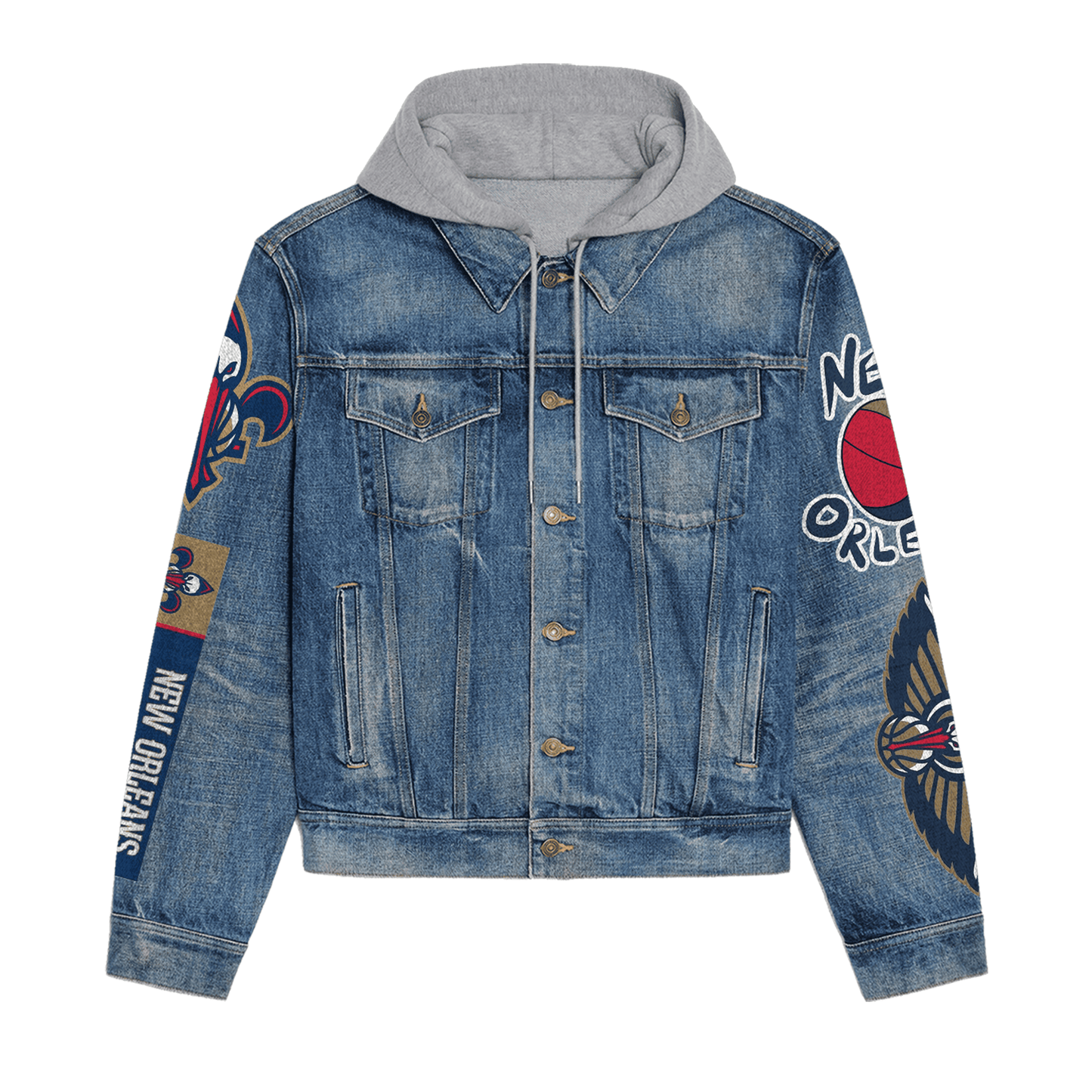 New Orleans Pelicans Premium Hooded Denim Jacket New Collection  AZBTHDJ000280
