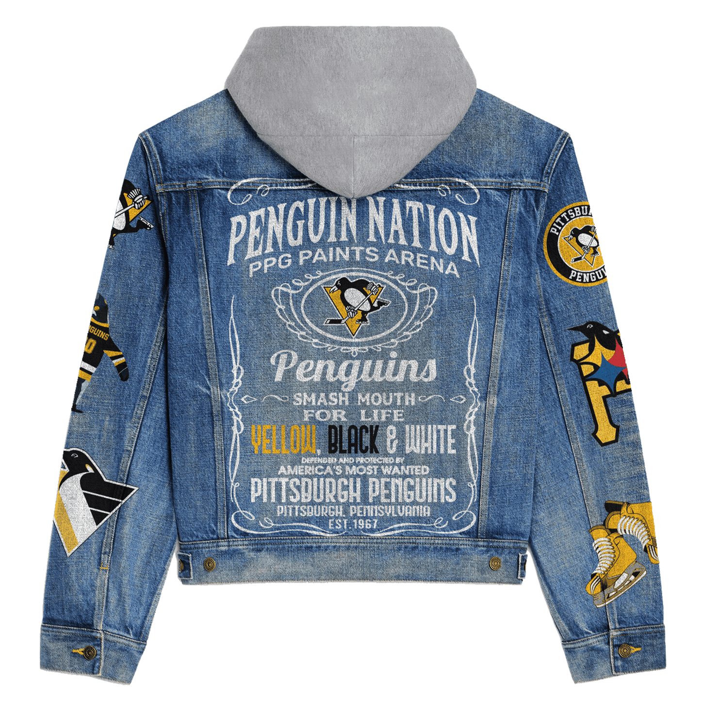 Pittsburgh Penguins Premium Hooded Denim Jacket New Collection AZBTHDJ000254