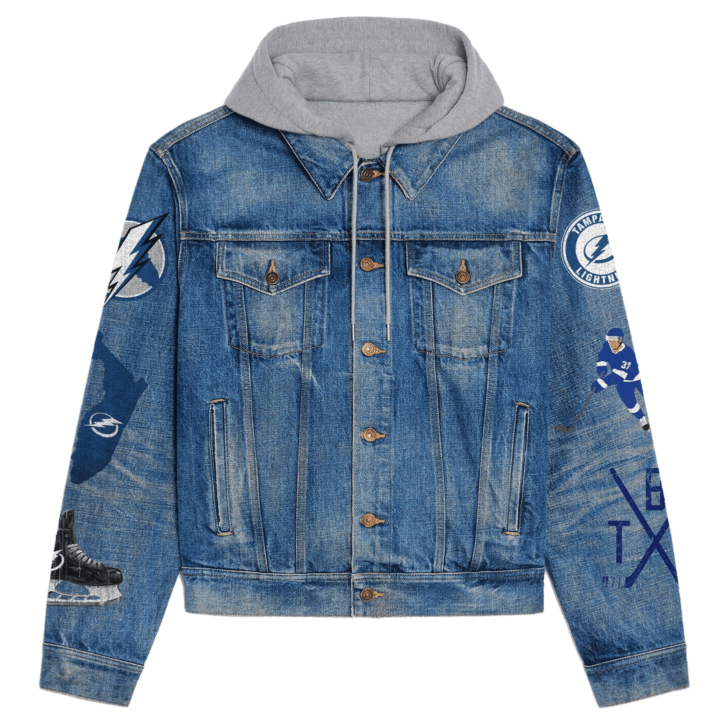 Tampa Bay Lightning Premium Hooded Denim Jacket New Collection AZBTHDJ000255