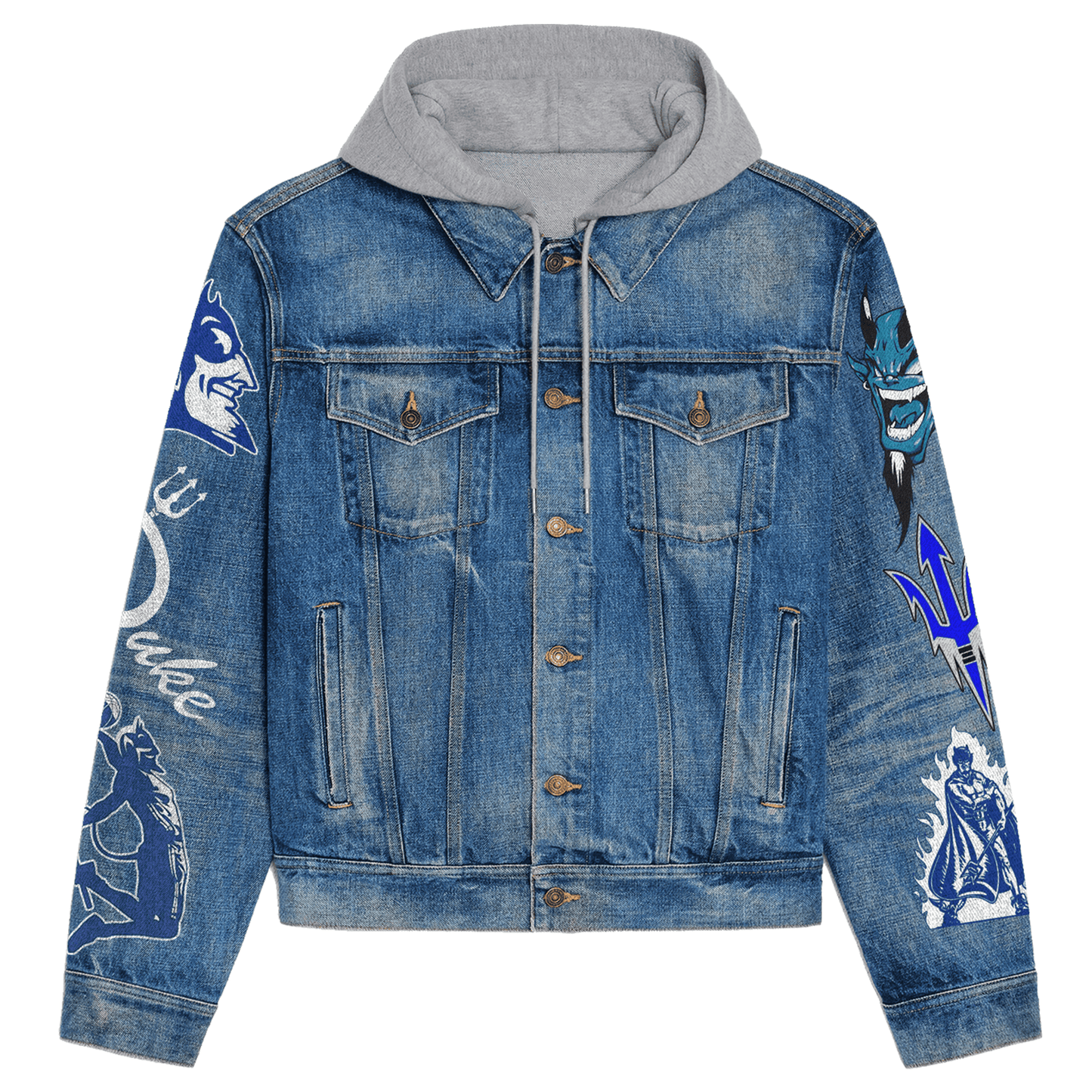 Duke Blue Devils Premium Hooded Denim Jacket New Collection AZBTHDJ000312