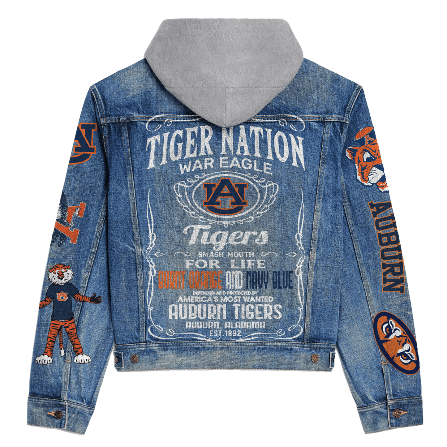 Auburn Tigers Premium Hooded Denim Jacket New Collection AZBTHDJ000510