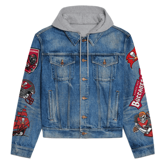 Tampa Bay Buccaneers Premium Hooded Denim Jacket New Collection AZBTHDJ000134