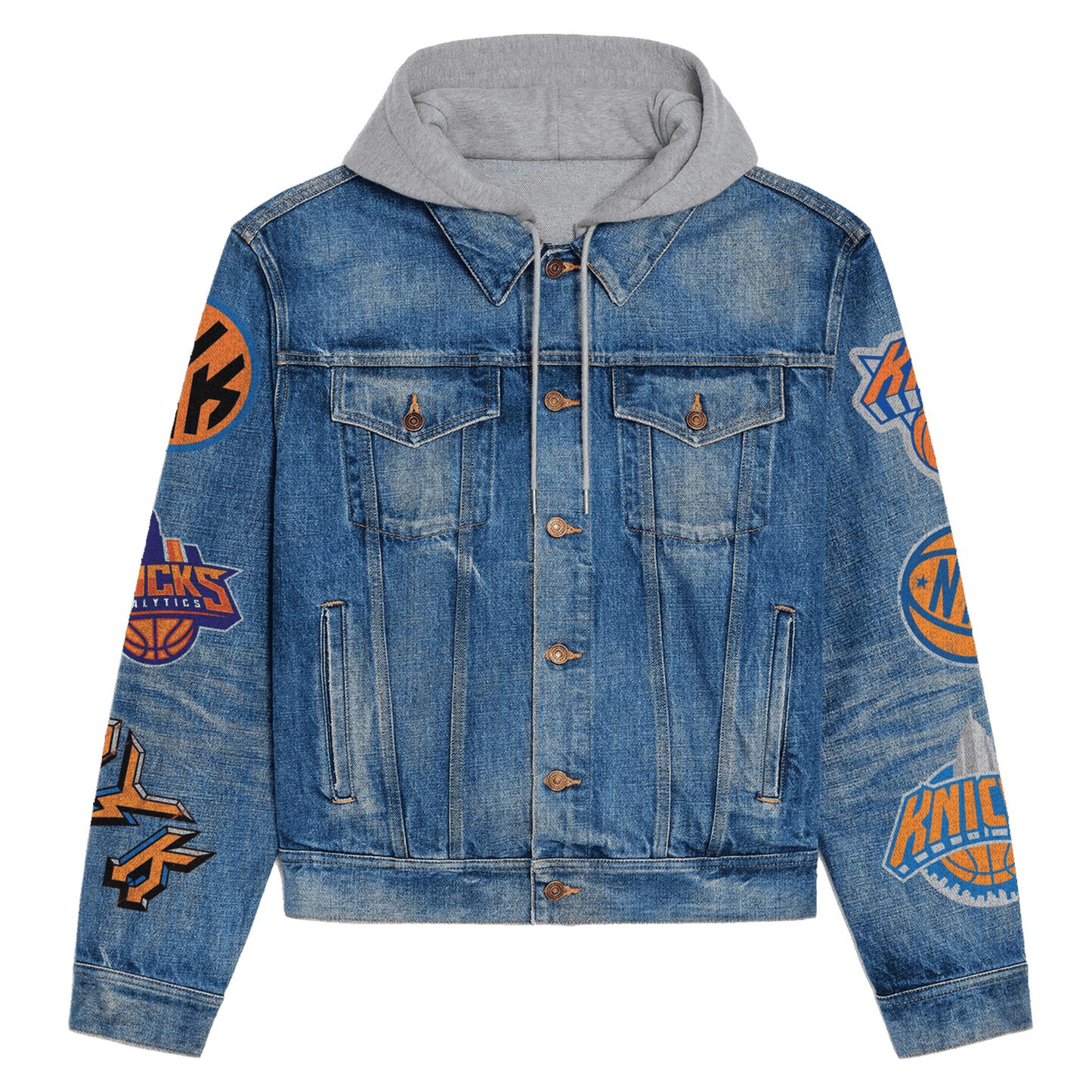New York Knicks Premium Hooded Denim Jacket New Collection AZBTHDJ000283