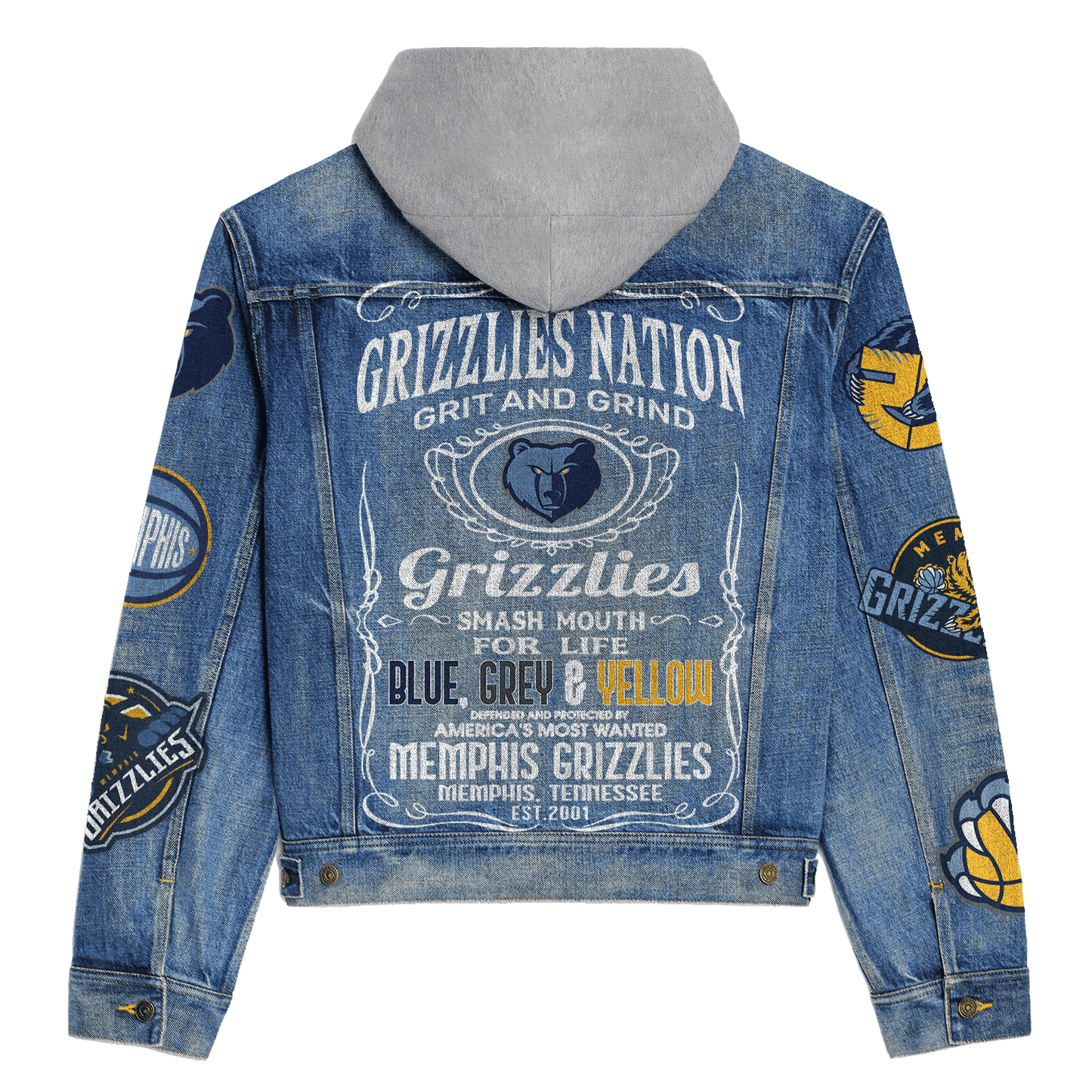 Memphis Grizzlies Premium Hooded Denim Jacket New Collection AZBTHDJ000284