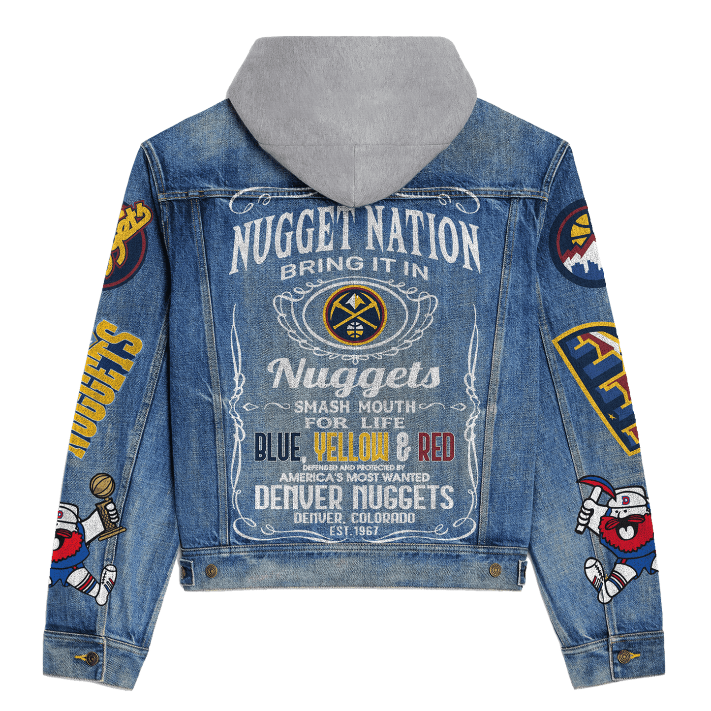 Denver Nuggets Premium Hooded Denim Jacket New Collection AZBTHDJ000285