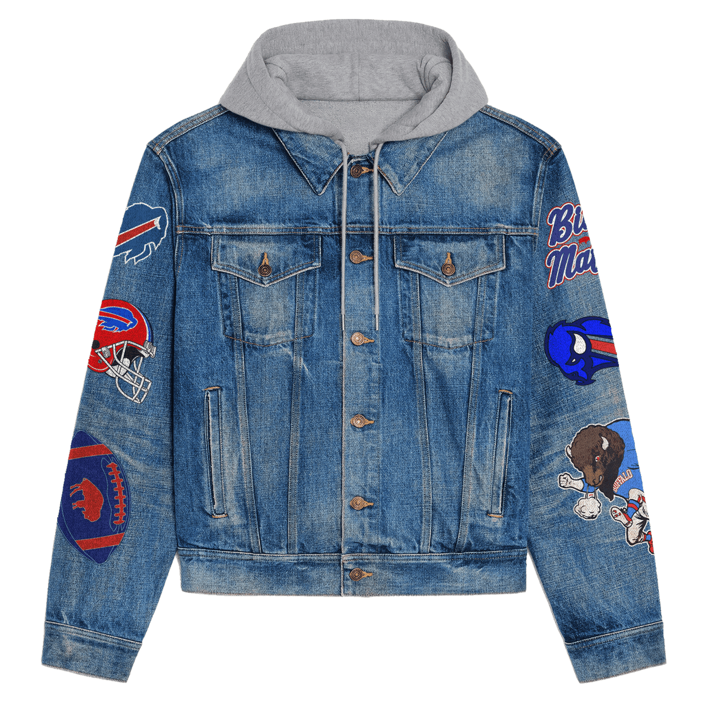Buffalo Bills Premium Hooded Denim Jacket New Collection AZBTHDJ000137