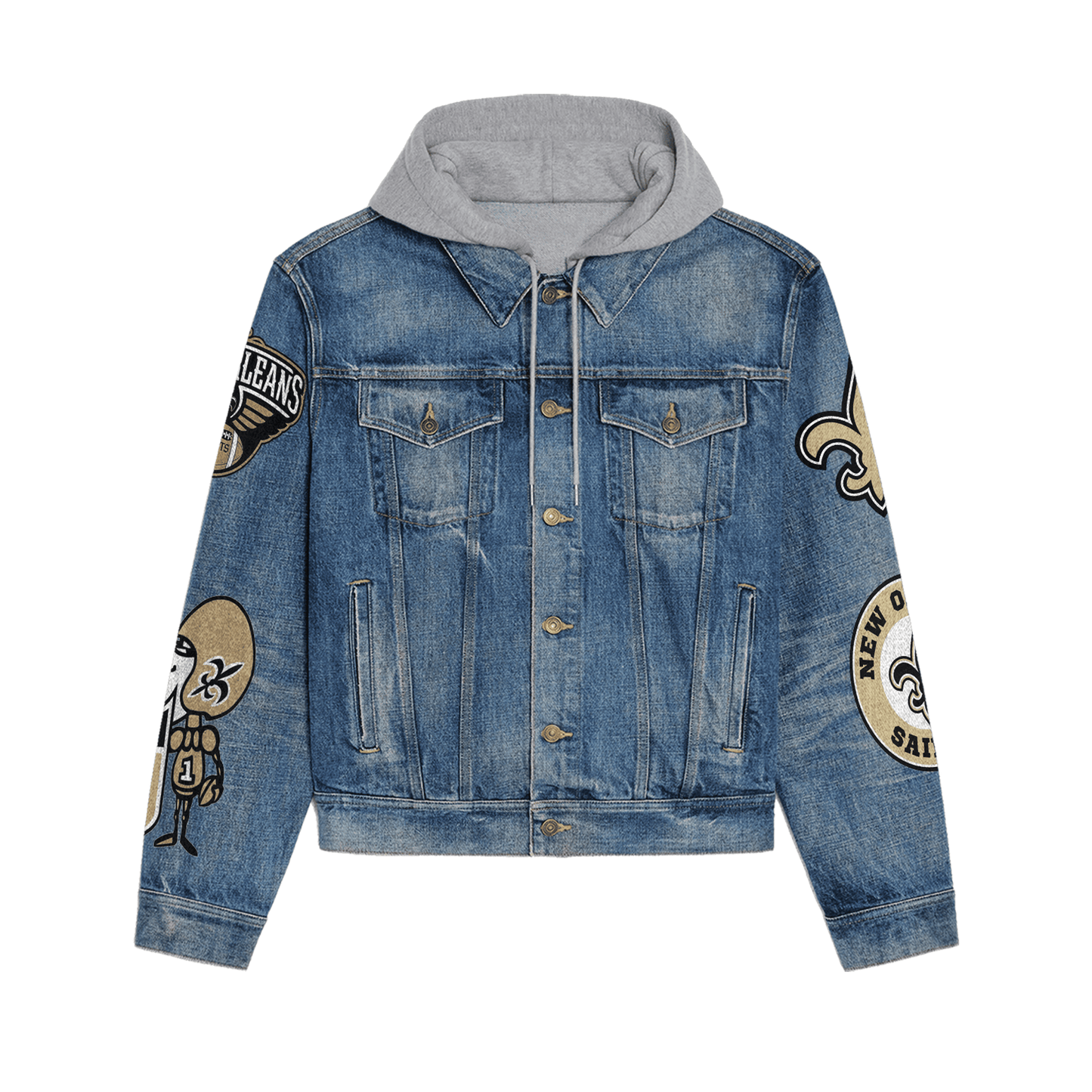 New Orleans Saints Premium Hooded Denim Jacket New Collection AZBTHDJ000136