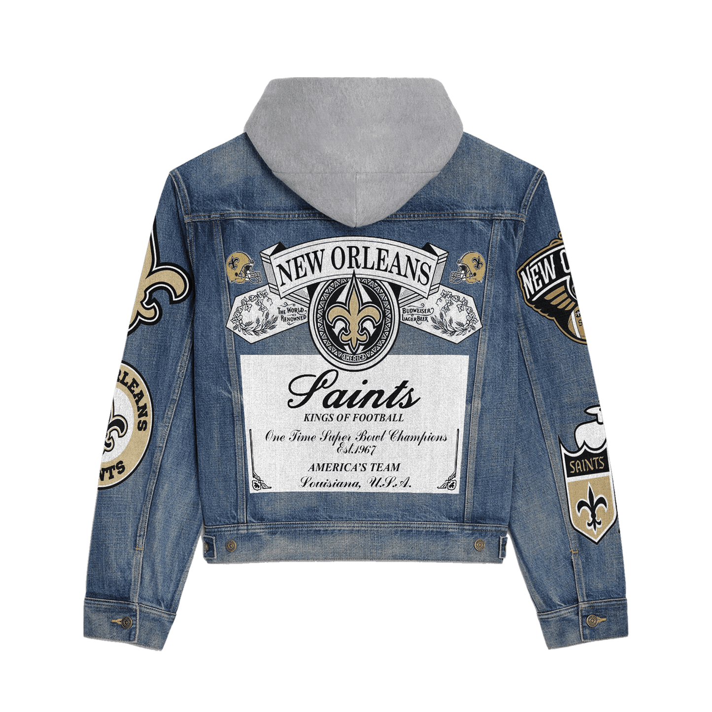 New Orleans Saints Premium Hooded Denim Jacket New Collection AZBTHDJ000136