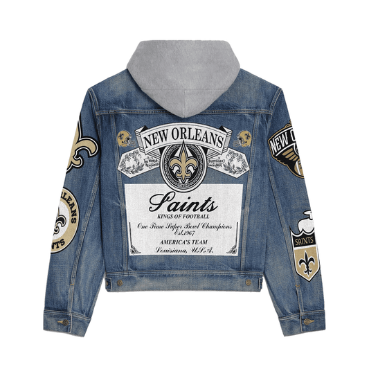 New Orleans Saints Premium Hooded Denim Jacket New Collection AZBTHDJ000136