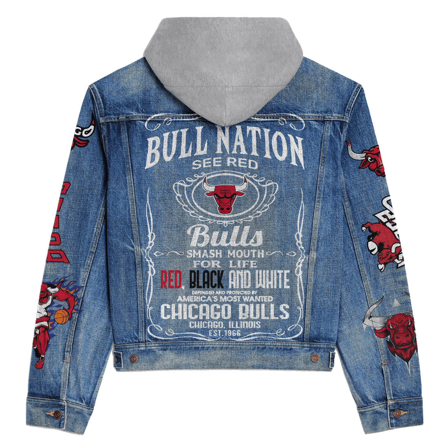 Chicago Bulls Premium Hooded Denim Jacket New Collection AZBTHDJ000286
