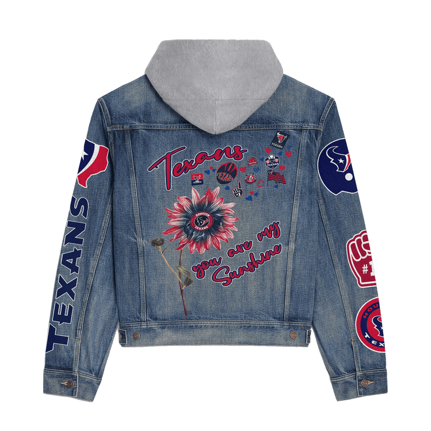 Houston Texans Premium Hooded Denim Jacket New Collection AZBTHDJ000215