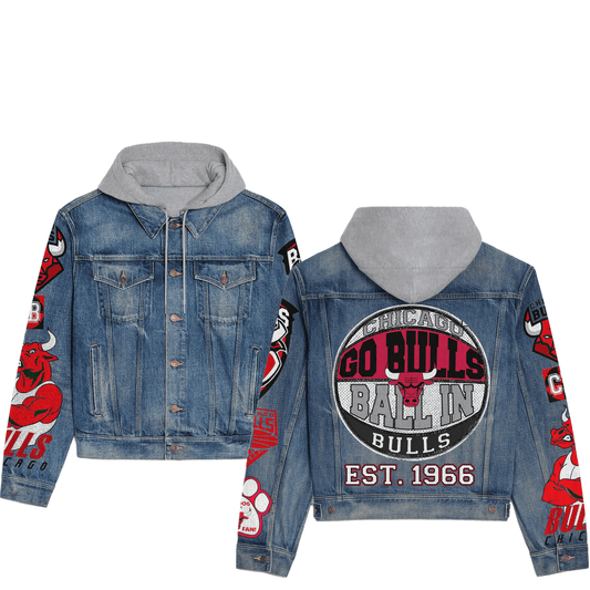 Chicago Bulls Premium Hooded Denim Jacket New Collection AZBTHDJ000299