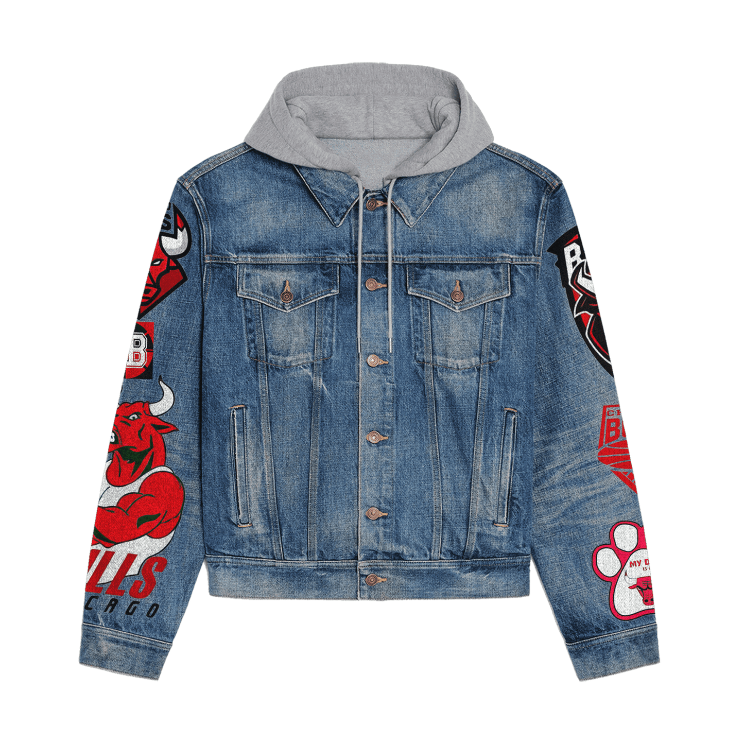 Chicago Bulls Premium Hooded Denim Jacket New Collection AZBTHDJ000299