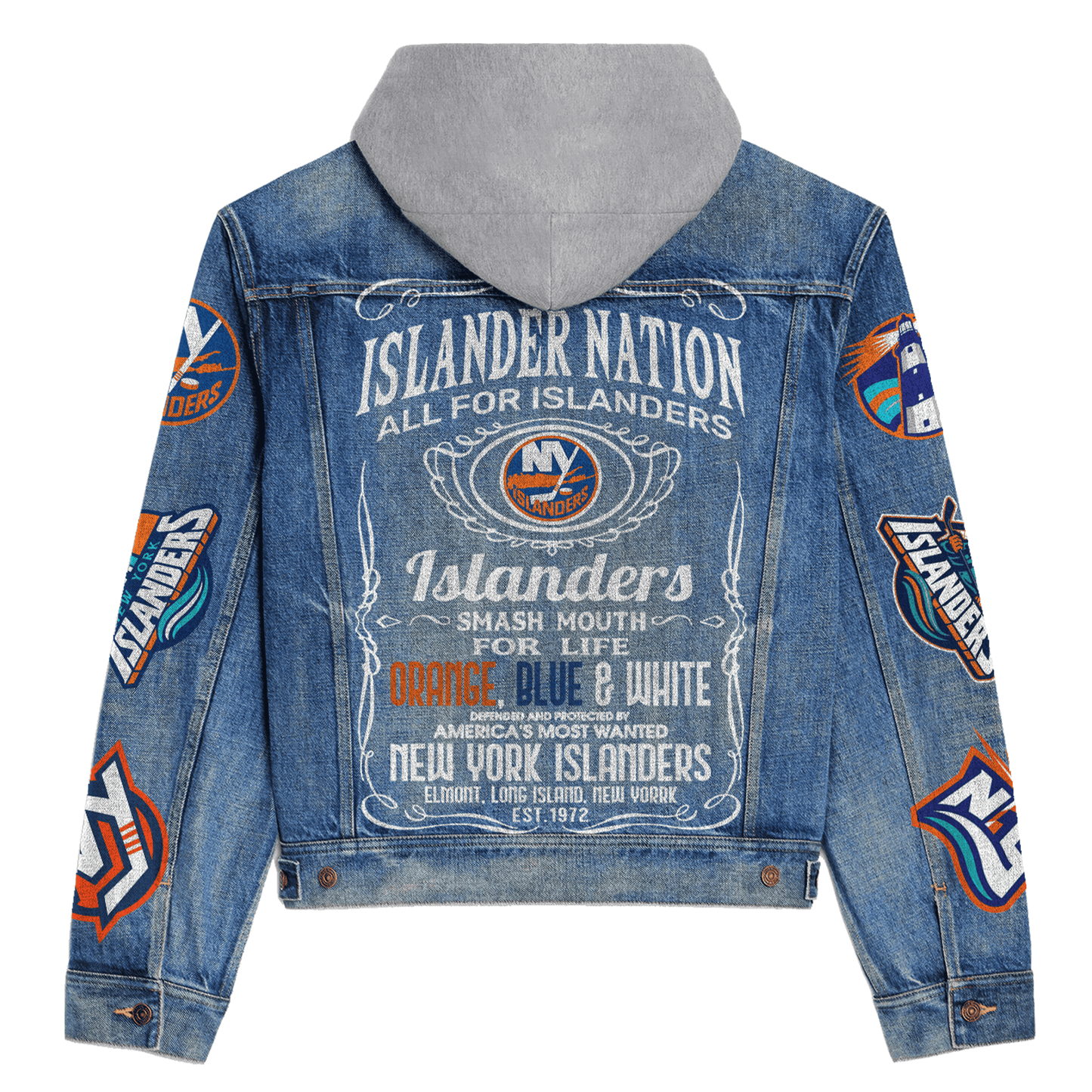 New York Islanders Premium Hooded Denim Jacket New Collection AZBTHDJ000269