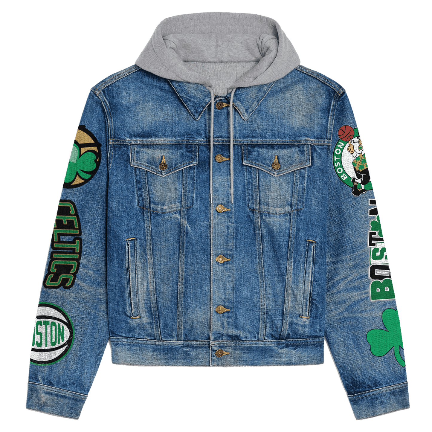 Boston Celtics Premium Hooded Denim Jacket New Collection  AZBTHDJ000301