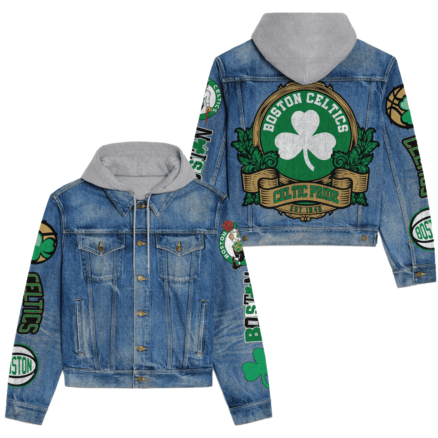 Boston Celtics Premium Hooded Denim Jacket New Collection  AZBTHDJ000301