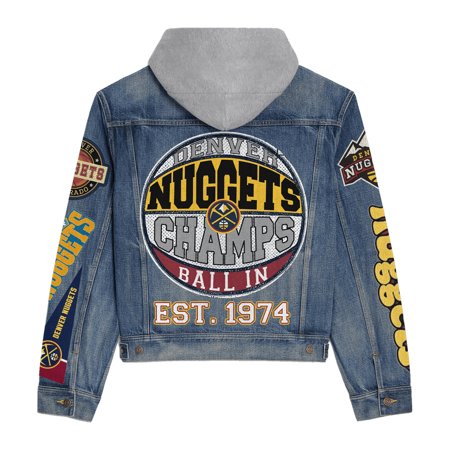 Denver Nuggets Premium Hooded Denim Jacket New Collection AZBTHDJ000302
