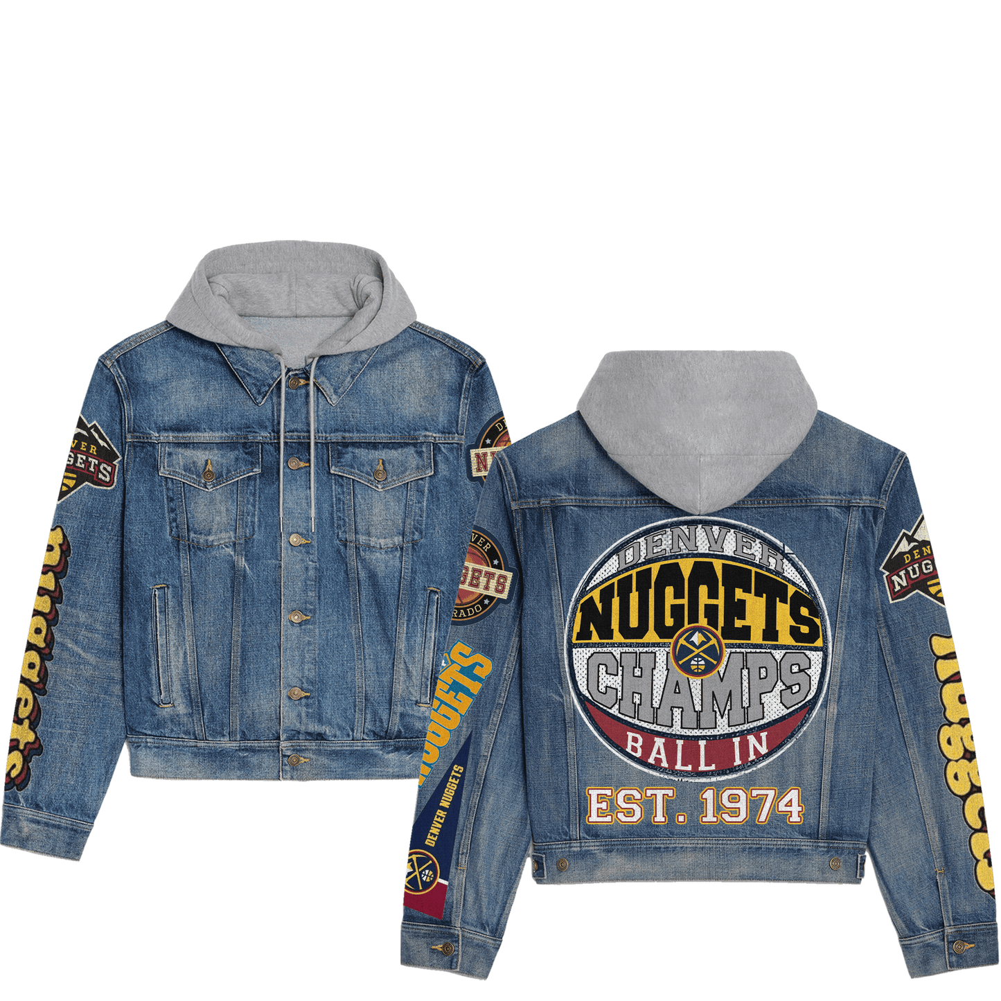 Denver Nuggets Premium Hooded Denim Jacket New Collection AZBTHDJ000302