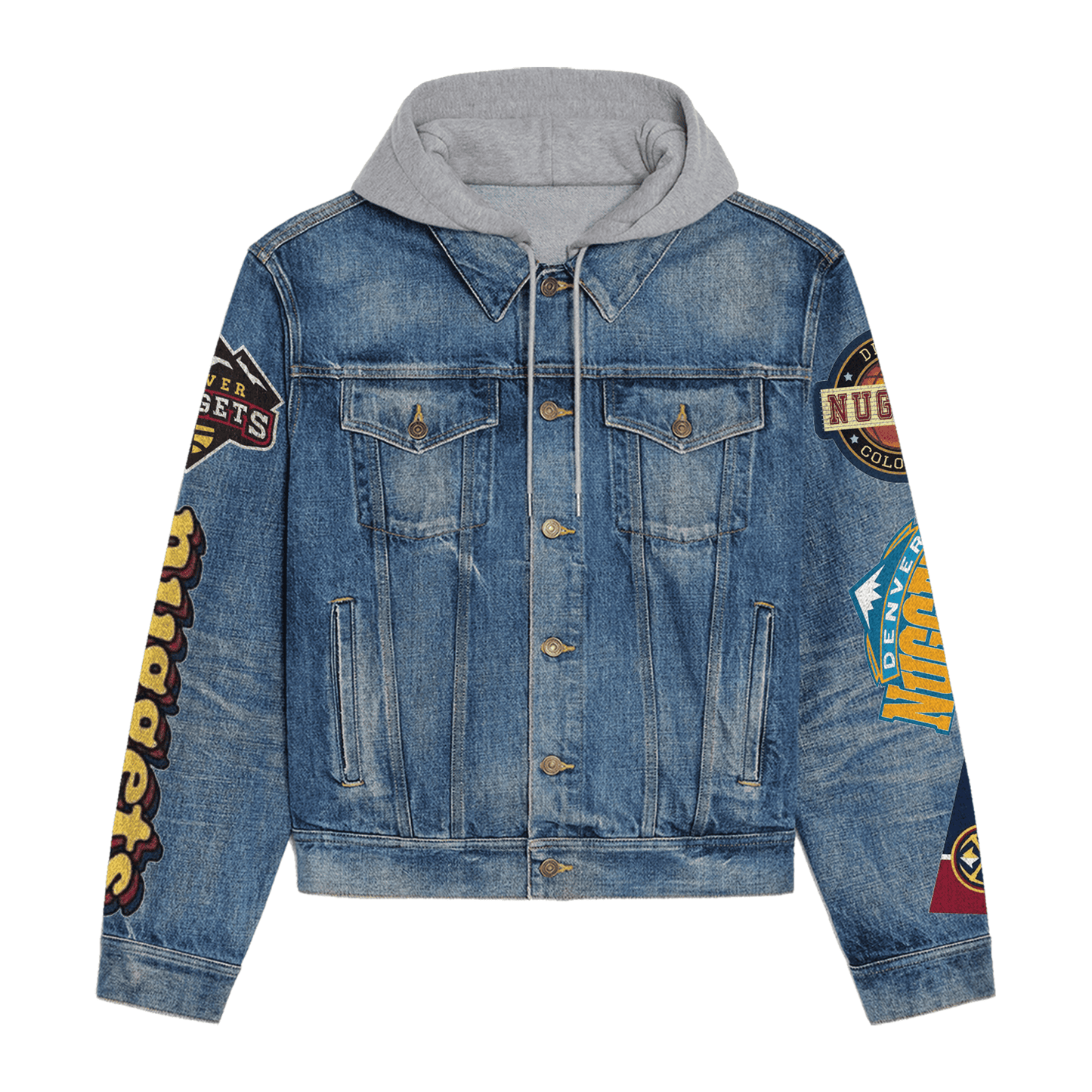 Denver Nuggets Premium Hooded Denim Jacket New Collection AZBTHDJ000302