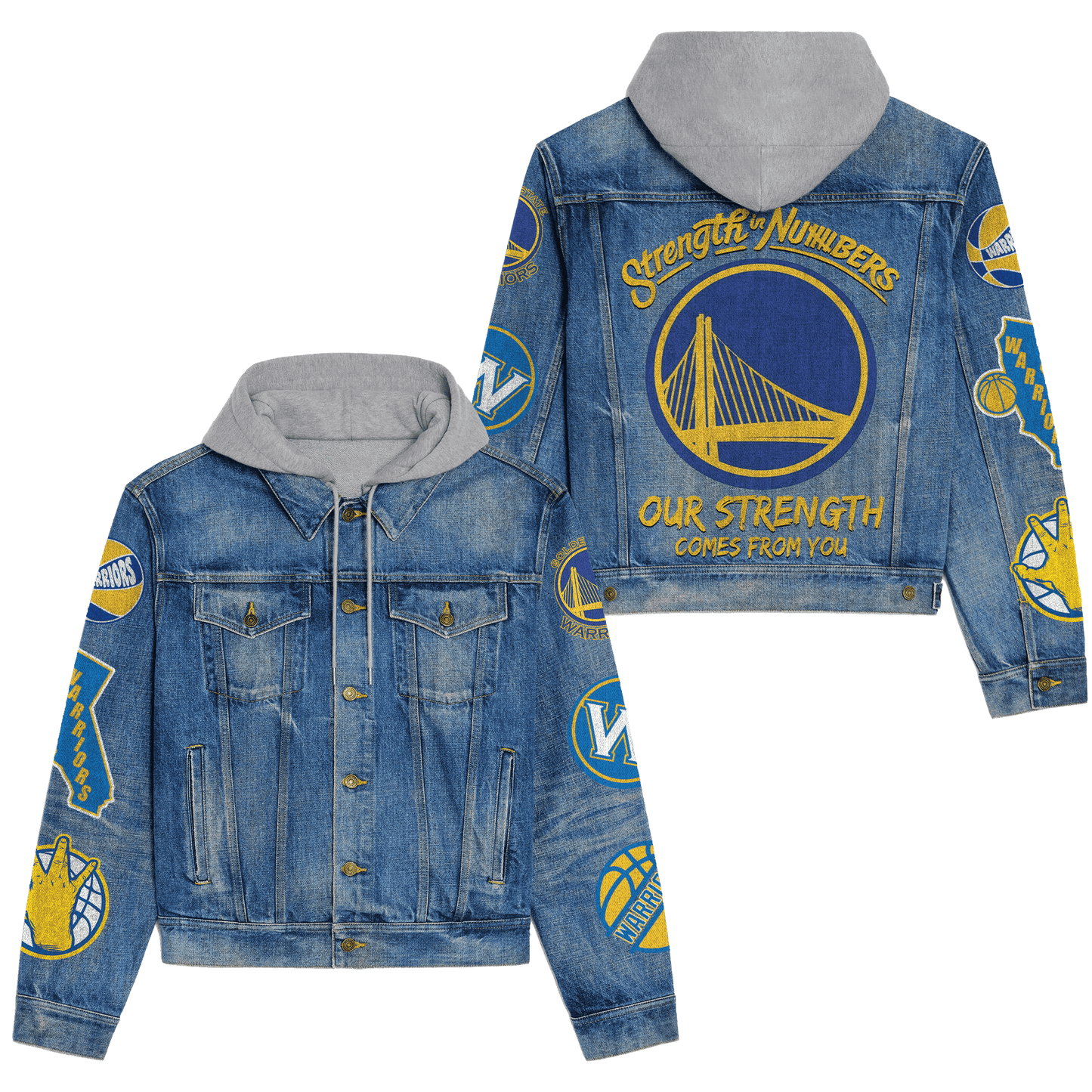 Golden State Warriors Premium Hooded Denim Jacket New Collection  AZBTHDJ000303