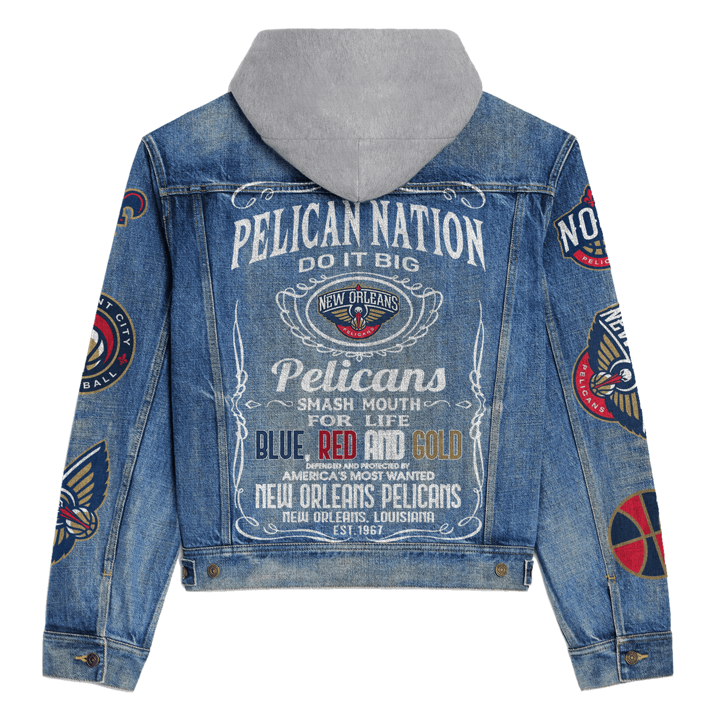 New Orleans Pelicans Premium Hooded Denim Jacket New Collection AZBTHDJ000304