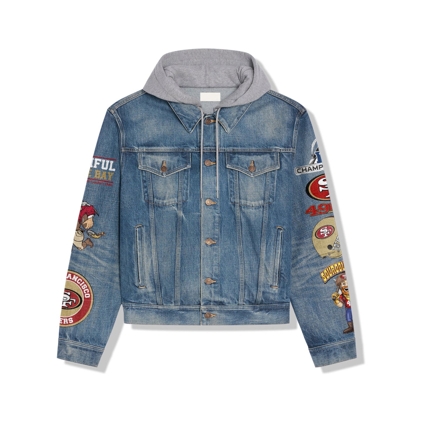 San Francisco 49ers Premium Hooded Denim Jacket New Collection AZBTHDJ000008