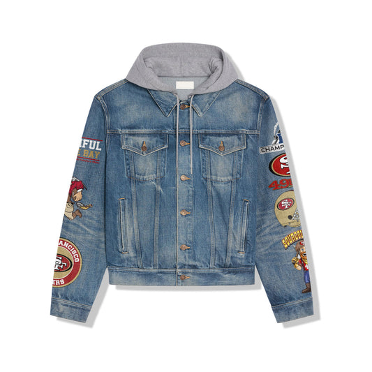 San Francisco 49ers Premium Hooded Denim Jacket New Collection AZBTHDJ000008