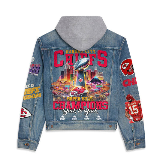 Kansas City Chiefs Premium Hooded Denim Jacket New Collection AZBTHDJ000015